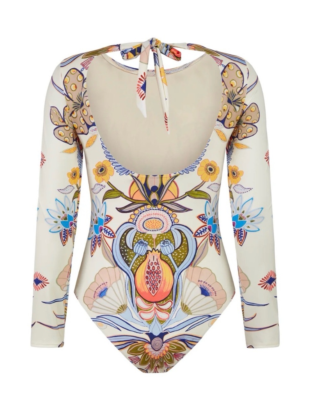 Marie Oliver Cream Long-Sleeve One-Piece with Multicolor Floral Motif - Picture 2 of 2